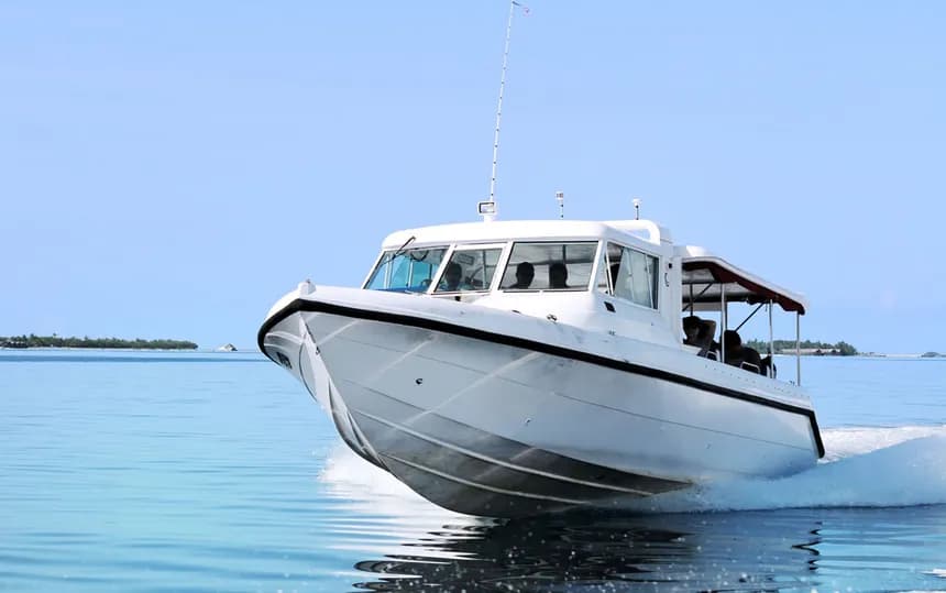Speedboat on open water